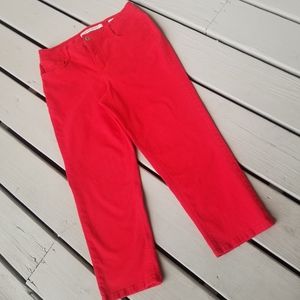 8 red cropped jeans
